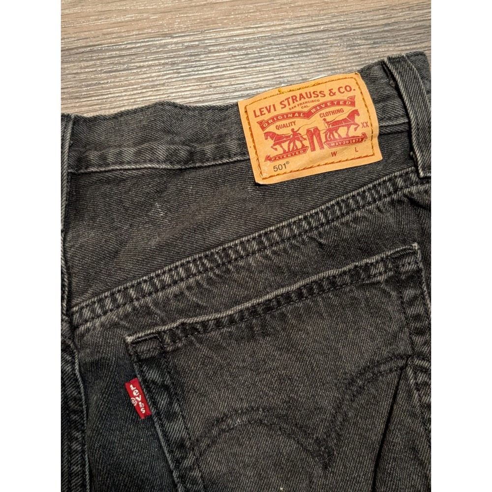 Levis‎ 501 Original Black Denim Cut Off Shorts High Rise Button Fly W29 - Picture 5 of 7